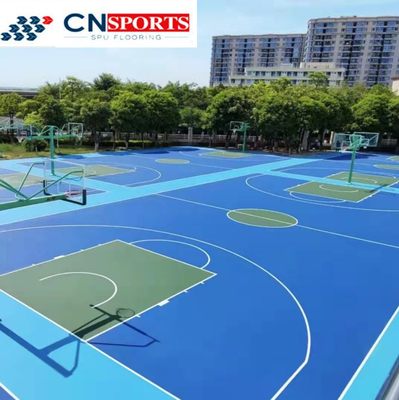 Silicon Polyurethane Basketball Rubber Flooring Blue Red Spu Flooring