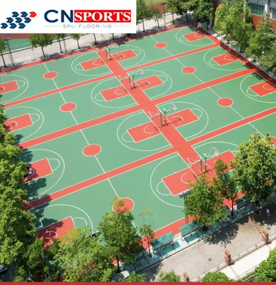 Silicon Polyurethane Basketball Rubber Flooring Blue Red Spu Flooring