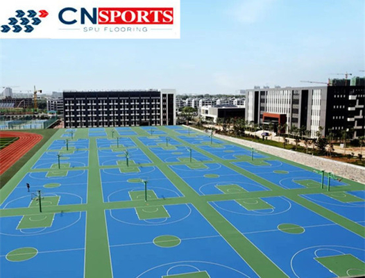 6mm Thick SPU Flooring Green Outdoor Basketball Court Tiles tennis court