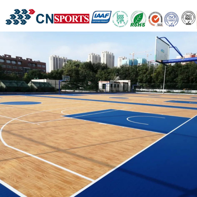 Shock Absorption Wooden Texture Bastketball Court Of High Elasticity