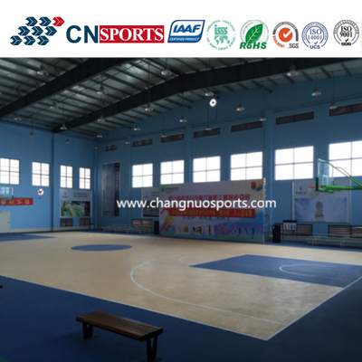 Shock Absorption Wooden Texture Bastketball Court Of High Elasticity
