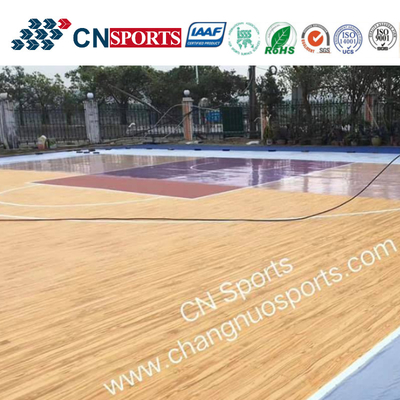 Shock Absorption Wooden Texture Bastketball Court Of High Elasticity