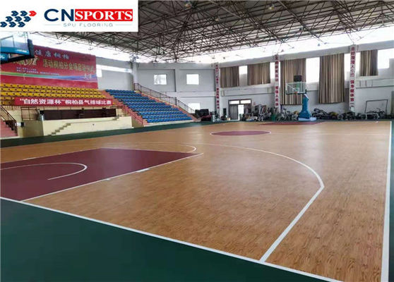 RoHS Cork Synthetic Basketball Court Flooring Wood Grain
